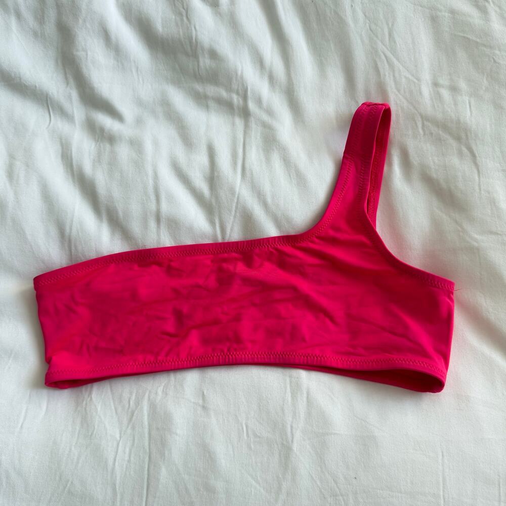Milly Cabana Hot Pink One Shoulder Bikini Top Size P